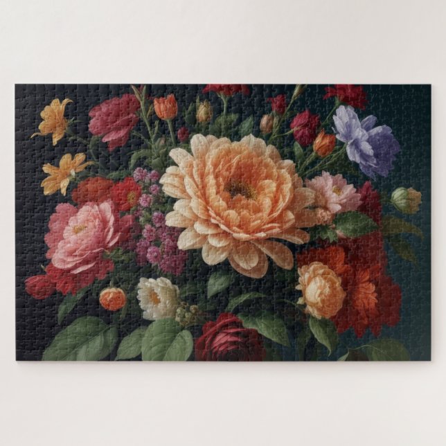 BlumenBouquet-Malerei auf dunklem Hintergrund (Horizontal)