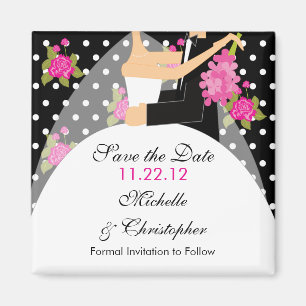 Blumenbraut-u. Bräutigam-Save the Date Magnet