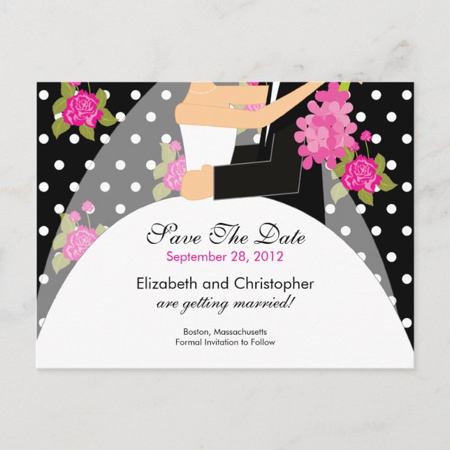 Blumenbraut und Bräutigam Save the Date Einladung (Vorderseite)