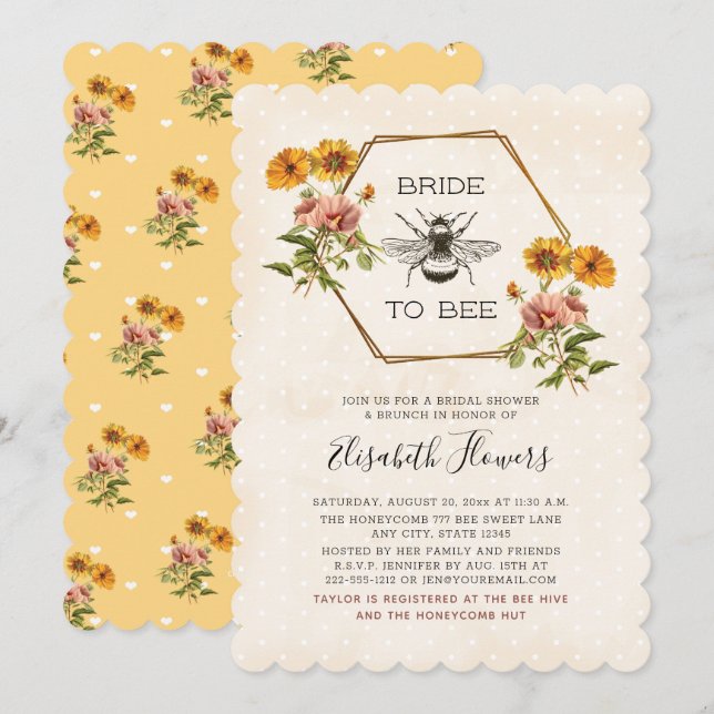 Blumenbraut zu Bridal-Dusche Einladung (Vorne/Hinten)