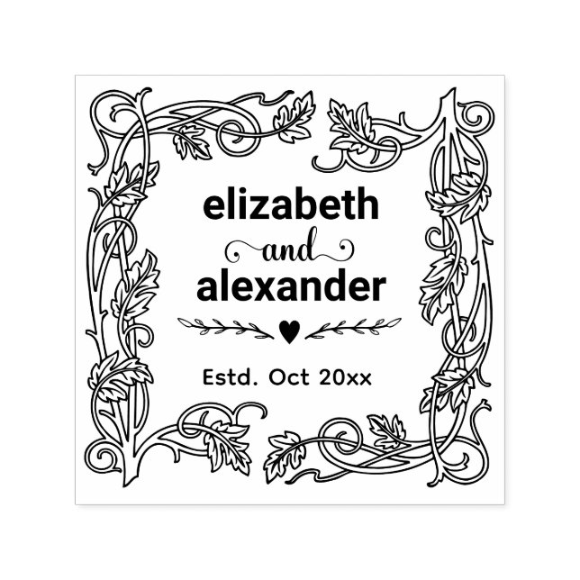 Blumenbride-Namen Hochzeitscouch Permastempel (Design)