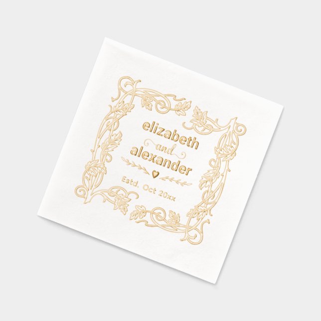 Blumenbride-Namen Hochzeitscouch Servietten Mit Folie (Links)
