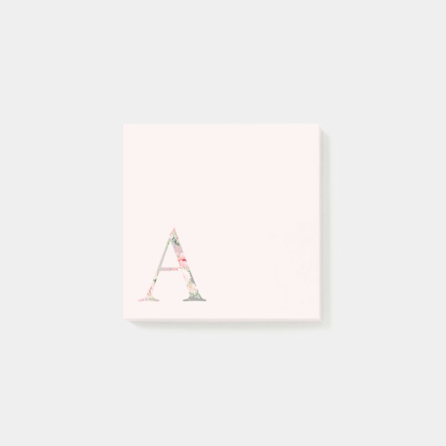Blumenbrief "A" Monogramm Post-it Klebezettel (Vorderseite)