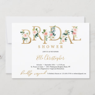 Blumenbrief-Brautparty aus Bohemischer Goldfolie Einladung
