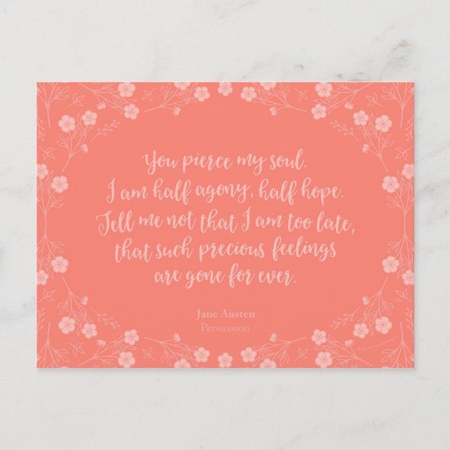 Blumenbrief-Liebe Anregung Jane Austen Postkarte (Vorderseite)