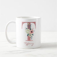 Blumenbrief T Initial - Rosa und Elfenbein Bouquet