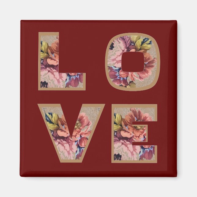 Blumenbriefe Burgundy Liebe Magnet (Vorne)