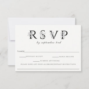 Blumenbriefe, die RSVP mit Allergikermerkmal verbi Karte