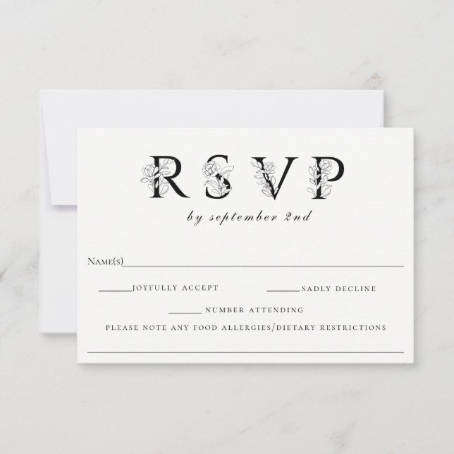 Blumenbriefe, die RSVP mit Allergikermerkmal verbi Karte (Vorderseite)