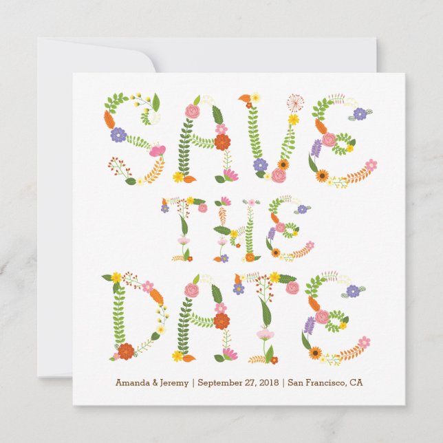 Blumenbriefe Rustikales Waldland Foto Save the Dat Save The Date (Vorderseite)