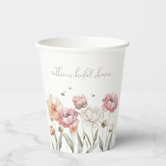 Blumenbrille zu Bienen Brautparty Papier Cups Pappbecher (Vorderseite)