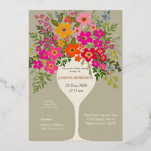 Blumenbrunch Brautparty Folieneinladung