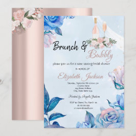 BlumenBrunch & Bubbly Blue Brautparty Einladung