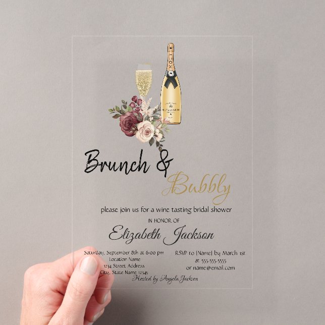 BlumenBrunch & Bubbly-Brautparty Acryleinladungen (Insitu (Handheld))