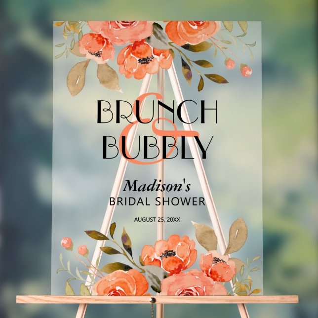 Blumenbrunch & Bubbly Brautparty Acrylschild (Neutral)