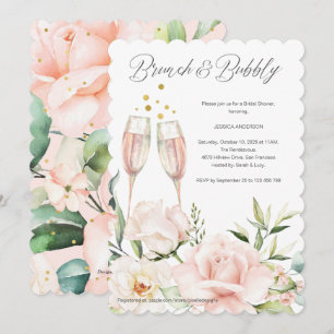 Blumenbrunch und blubbly blush pink chic mimosa in einladung