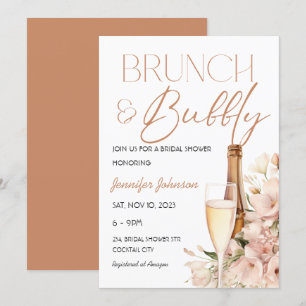 Blumenbrunch und Bubbly Champagne Brautparty Einladung