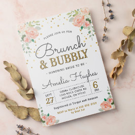 Blumenbrunch und Bubbly Peony Gold Brautparty Einladung