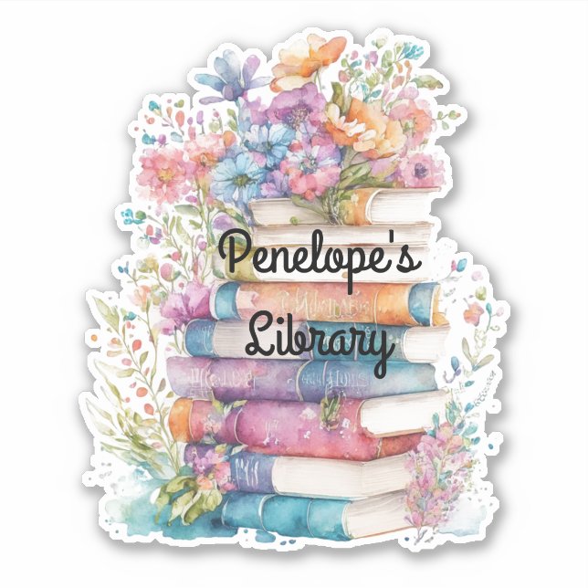 Blumenbücher Bibliothek, kundenspezifisch geschnit Aufkleber (Vorderseite)