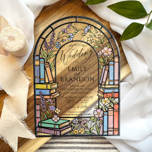 Blumenbücher Elegante Buntglas-Bogen-Hochzeit Acryleinladungen