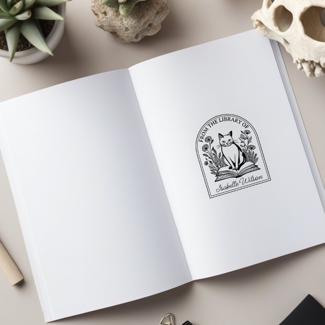 Blumenbuchkatze, benutzerdefiniertes Buchzeichen Gummistempel (Von Creator hochgeladen)