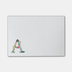 Blumenbuchstabe-Monogramm-Initiale - A Post-it Klebezettel