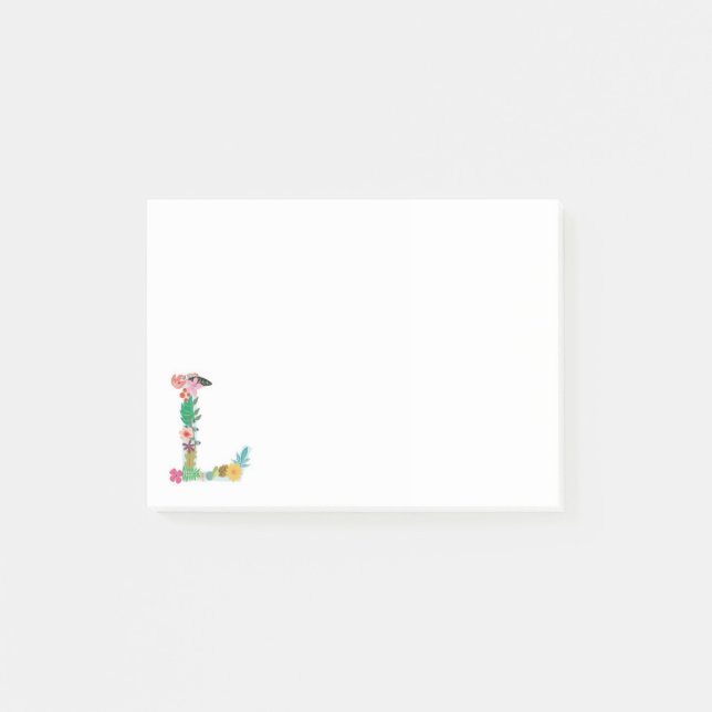 Blumenbuchstabe-Monogramm-Initiale - L - Post-it Klebezettel (Vorderseite)