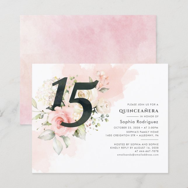 Blumenbudget 15. Geburtstag Quinceanera Party (Vorne/Hinten)