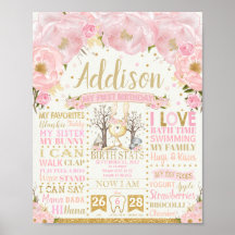 Blumenbunny 1. Geburtstag Meilensteine Geburtsstun