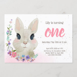 Blumenbunny Geburtstagsparty Einladung   Osterfest