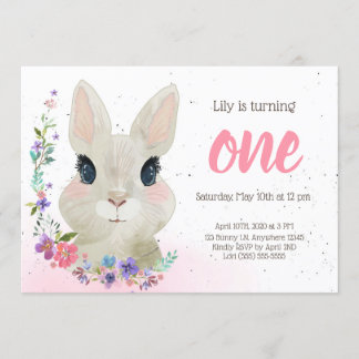 Blumenbunny Geburtstagsparty Einladung | Osterfest