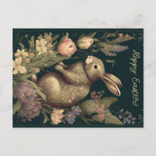 Blumenbunny Hop: Antike Ostergrüße, Mohn Postkarte