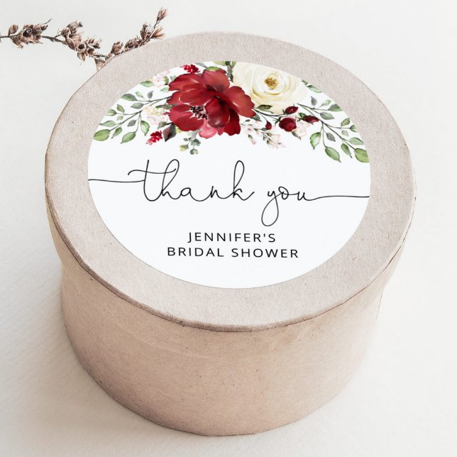 Blumenburgund-Brautparty Runder Aufkleber (Von Creator hochgeladen)