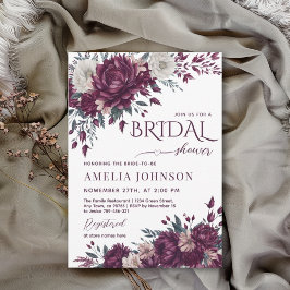 Blumenburgund-Creme-Liebe im Bloom-Brautparty Einladung