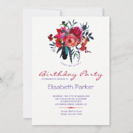 Blumenchic Aquarell Geburtstagsparty Einladung