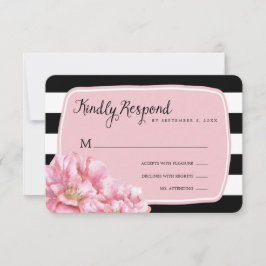 Blumenchic Hochzeitkarte / Rosa RSVP Karte