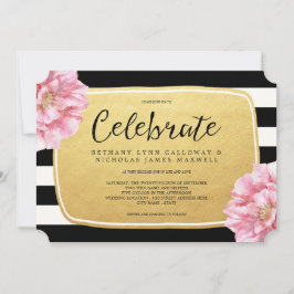 Blumenchic Hochzeitseinladung / Gold Einladung