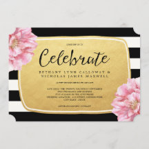 Blumenchic Hochzeitseinladung / Gold