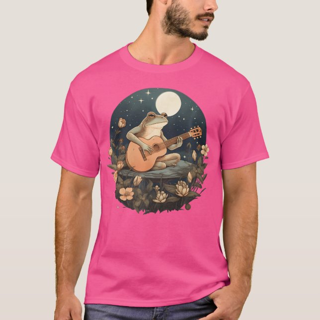 Blumencockner-Frosch Acoustic Gitarre spielen T-Shirt (Vorderseite)