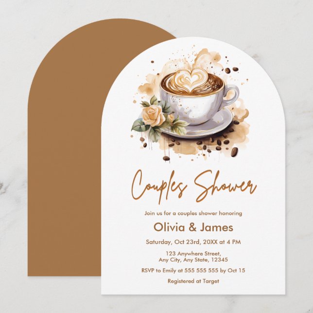 Blumencoffee Hochzeitscouches Brautparty Einladung (Vorne/Hinten)