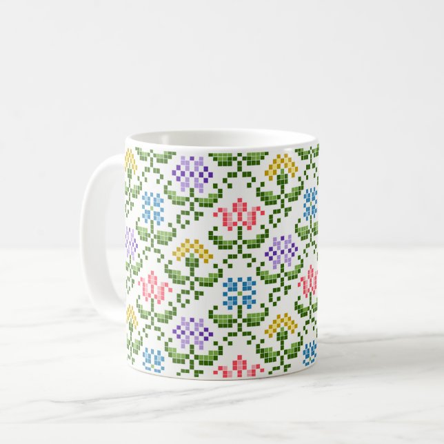 Blumencoffee Tasse "Needlepoint" (Vorderseite Links)