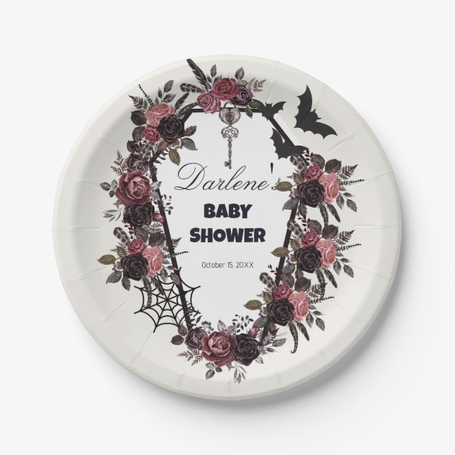 Blumencoffin Halloween-Kinderdusche Pappteller (Vorderseite)
