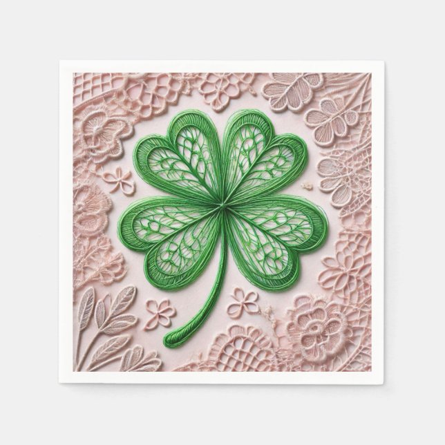 Blumencoquette Kleeblatt St Patrick's Day Serviette (Vorderseite)
