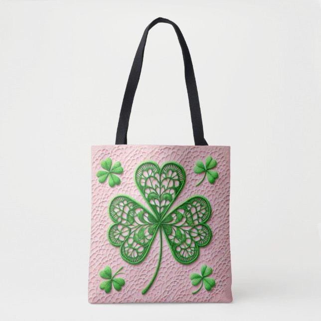 Blumencoquette Kleeblatt St Patrick's Day Tasche (Vorderseite)