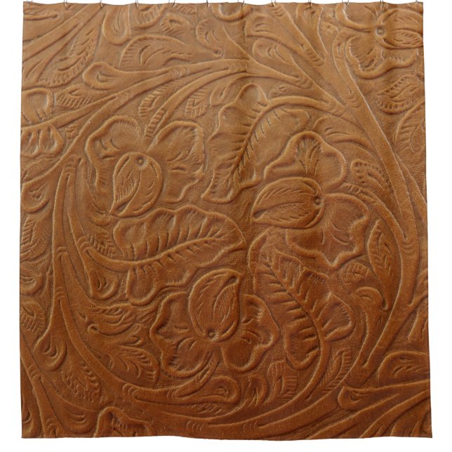 Blumencowboy-Western-Dekoration, braunes Leder. Duschvorhang (Vorderseite)