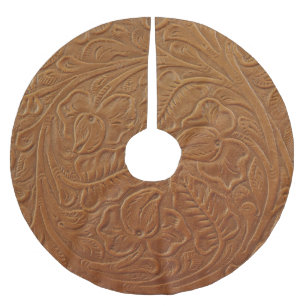 Blumencowboy-Western-Dekoration, braunes Leder. Polyester Weihnachtsbaumdecke