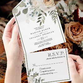 Blumencreme von Weißen Rose Grüne Hochzeit All In One Einladung