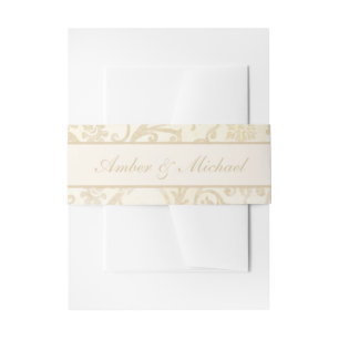 Blumendamast-Creme und beige Hochzeit Einladungsbanderole