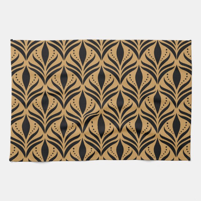 BlumenDamast: Eleganter Vintager Stil Geschirrtuch (Horizontal)