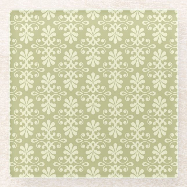 Blumendamasttapete Glasuntersetzer (Vorderseite)